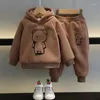 Kledingsets Lente winter Kinderkleding voor kinderen Girls Girls Jongens Hooded sweatshirt broek Dikke warm warm 2 tot 12 jaar Tiener Suits