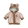 Inverno crianças bebê meninos meninas urso dos desenhos animados otwear infantil engrossar quente pelúcia zíper jakcet criança crianças bonito outwear casaco 231220