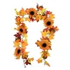 Big Deal 177 cm Artificial Maple Leaf bär Sunflower Pumpkin Garland hängande Vine Decoration Autumn Fall Wedding Party Thanks GG 1282A