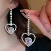 Halskette Ohrringe Set Fyuan Korean Style Hohlkernherz Ohrring Frauen lila Kristall Damen Hochzeit Braut Accessoires