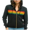 Women Nation Zip Up Sweatshirt S 5 Stripe Rainbow Long Sleeve Hooded Sweater Loose Stitch Pullover 231220