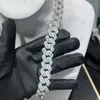 15mm 18mm handinställning Hip Hop Jewelry Custom Iced Out VVS Moissanite Diamond Cuban Link Chain