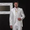 Мужские костюмы Блейзер Tweno Смокинг Свадебный Белый Атласный Однобортный Костюм-тройка Hpmbre Куртка Брюки Жилет Slim Fit Custom 231220