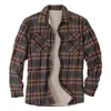 高品質のメンズ格子縞のフランネルシャツ濃厚なジャケットキルティング並んで長袖の長袖冬のシャツコットンコットコートとポケットカミサスデホンブル231221
