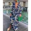 Casual Dresses Elegant Women's Dress 2023 Autumn Sexy V-Neck Loose Leisure Long Sleeve Printed Beach Resort Women Robe S-XXL