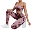 Yoga outfit Chrleisure Women Tie Dye Yoga Set Seamless Fitness kostym Träning Legging With Running Bra Activewear Female Elastic Gym Wearl231221