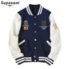 Herrjackor supzoom 2023 Ankomstbrev Rib Sleeve Cotton Top Fashion Logo Single Breasted Casual Print Cardigan Coat Baseball Jacket