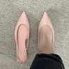 Scarpe eleganti Scarpe a punta in pelle verniciata rosa Tacco basso Designer di marca Sandali bassi con fibbia per donna Slingback casual estivi da donna