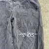 JNCO Skull broderad retro baggy jeans män y2k harajuku hiphop mönster tryck lösa jeans hög midja raka breda benbyxor 231220