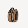 M44699 Mini Petite Boite Chapeau Round Crossbody Bag com cinta de couro ajustável original Cowhidw Trim lonvas Messenger bolsa de ombro de embreagem M68276