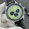 46 mm di qualità B01 Navitimer Watch Chronograph Quartz Movimento in acciaio Mint Verde Verde Verde Verde 50 ° Anniversario Guarda Cinda in pelle 292K 292K