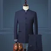 Herren Anzüge Set Jacke Hosen Boutique Mode Stehkragen Chinesischen Stil Slim Fit Anzüge Zwei Stück Hochzeit Männer Kleidung 231220