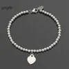 Brand Titanium Steel T Ball Strand Bracelet Women's Fashion Charm Single Heart Bracelet High Quality Designer Jewelry