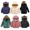 Erkek ceket çocuklar kapşonlu dış giyim kızları sıcak ceket giyim bebek moda çocukları fermuarlı ceket 231220