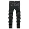 Un badge pour hommes déchire les jeans noirs en noir de la mode masculine slim slim fit lavé pantalon de jean de dimensité de pantalon de hip hop 9 couleurs