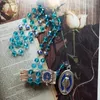 Pendentif Colliers Catholique Mary Collier Bleu Cristal Perles Strand Bijoux Pour Femmes Hommes