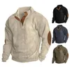 Heren Hoodies Men Button-Up Sweatshirt Patchwork Color Stijlvolle standkraagtoppen voor de herfst Winter Casual pullover