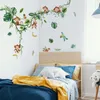 ジャングルモンキーはぶどうグリーン植物の壁のデカールで遊んでいます動物の皮をむいてスティックステッカーベビー保育園キッズルーム装飾231220