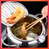 Sartenes estilo japonés freidora de acero inoxidable con tapa de cesta cocina Tempura sartén utensilios de cocina