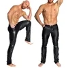Trosor män sexig svart våtlook pvc scen fetisch faux läder blyertsbyxor mager latex leggings erotiska gay pole dance club bär c19031601