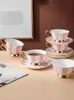 Tasse de thé au café en céramique rose avec soucoupe os chinois tasse de café tasse de thé de l'après-midi britannique réglemente le lait d'eau latte tasse