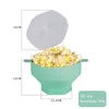 Schüsseln 1/2PCS Silikon Popcorn Schüssel mit Deckel Mikrowelle Eimer Kreative Faltbare Maker Hohe Temperatur Beständig DIY