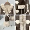 Autumn/Winter "Maillard" Rabbit Fur Integrated Coat Women's Short Lamb Collar Fur Coat 231221