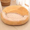 Lit animal rond lit pour animaux de compagnie molleuse mollet épaississeur de nid chien chenil chat semi-fermé sac de couchage chiot confortable canapé de lit de chien