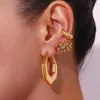 Boucles d'oreilles cerceaux Vintage Gold Couleur Hexagon Géométrie Huggie pour femmes en acier inoxydable Punk Half Hoops Bijoux Gift Aretes de Mujer