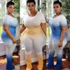 Women Gradient Color Jumpsuits Designerkläder Sexig dragkedja Kort ärm PLICKED PANTS Dammode Plus Size Rompers Nightclu5840295