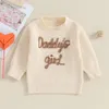 Geborenes Baby Girl Stricker Jumper Kleinkind Girls Daddys Mädchen Brief Stickerei Pullover Crew Hals Langarm Strickwinne Strick 231221