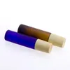 Frosted Black Clear Blue Amber 10 ml Metal Roller Parfymflaskor för eteriska oljor Rolling 1 3 oz Roll-on Glass Parfym Inals CPHQW