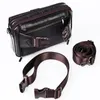 Sacs de ceinture horizontaux noirs en cuir véritable pour téléphone sac à bandoulière pour hommes sac à bandoulière étanche taille pour femmes Fanny Packs 231220