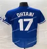 Shohei Ohtani 17 Dodgers camisas de beisebol Blue Creme Creme Creme Creme Costumado Jersey Size S M L XL 2xl 3xl Mulheres