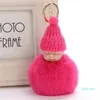 Porte-clés pompon doux et moelleux pour bébé, en fausse fourrure de lapin, chapeau tricoté, poupée, porte-clés de voiture, jouet, cadeaux tendance