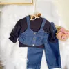 Set di abbigliamento autunno primavera coreano per bambini abiti abiti da moda 3 peps t-shirt t-shirts jeans jeans