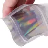 100 stuks hersluitbare Mylar Bags Holografische kleur Meerdere size geurbestendig Clear Zip Lock Food Candy LeqSK