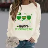 Women's Hoodies Fashionable Round Neck Casual Green Wine Glass Print Long Sleeve Top Sweatshirt