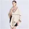 Foulards 12 couleurs femmes hiver épais châle cappa fausse fourrure cou ceinture croisée laine outstreet poncho porter chauve-souris lâche pardessus DHJZP