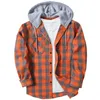 MENS SPRING Autumn Plaid Print Hooded Shirts Casual Loose Flanell Harajuku Korean Long Sleeve Street Coats 231221