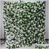 Decorative Flowers Wreaths High Quality Luxury 3D Artificial Flower Wall With Rolled Up Base Cloth Arrangement Panel For Wedding B Dhnj3