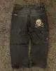 Y2k jeans män harajuku hip hop retro skalle grafisk broderad baggy jeans denim byxor män kvinnor goth breda byxor streetwear 231221