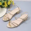 Sandals Women's 2023 Summer Fashion Weddings Bride Luxury Shoes For Women Golden Designer Party Open Toed Zapatos