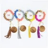 Party Favor Sile Key Ring Armband Pärled Wrislet KeyChain Portable House Car Keys Holder Handlet Handled för kvinnor Bangle Cute Keyring Dhefi