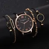 Montre-bracelets Fashion Simple Watches Watch Watch Set Pu Leather Band Quartz Fased Fedies Regio Feminino