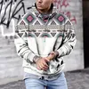 Hoodie masculino vintage 3d totem étnico impresso manga longa topos moda solta casual moletom topo oversized hoodies para homem 231220