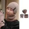 Berets Koreanische Männer 3 teile/satz Hohe Qualität Winter Hut Hinzufügen Pelz Warme Mützen Baggy Skullies Für Frauen Sport Wolle Kappe
