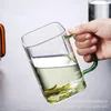 Tazza di vetro a tazza vetrata tè verde calore resistente all'acqua trasparente per la casa scoperto bicchieri da bere a singolo strato 231221