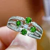 Kluster ringar est naturlig diopside 3mm silverring juvelera för kvinna bröllopsfest bankett gåva datering