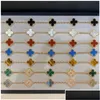 Dupe V C A Bracelets Not Anklets For Women Four-Leaf Clover Style Gold Rosegold Sier Chainswith Box Drop Delivery Dherk